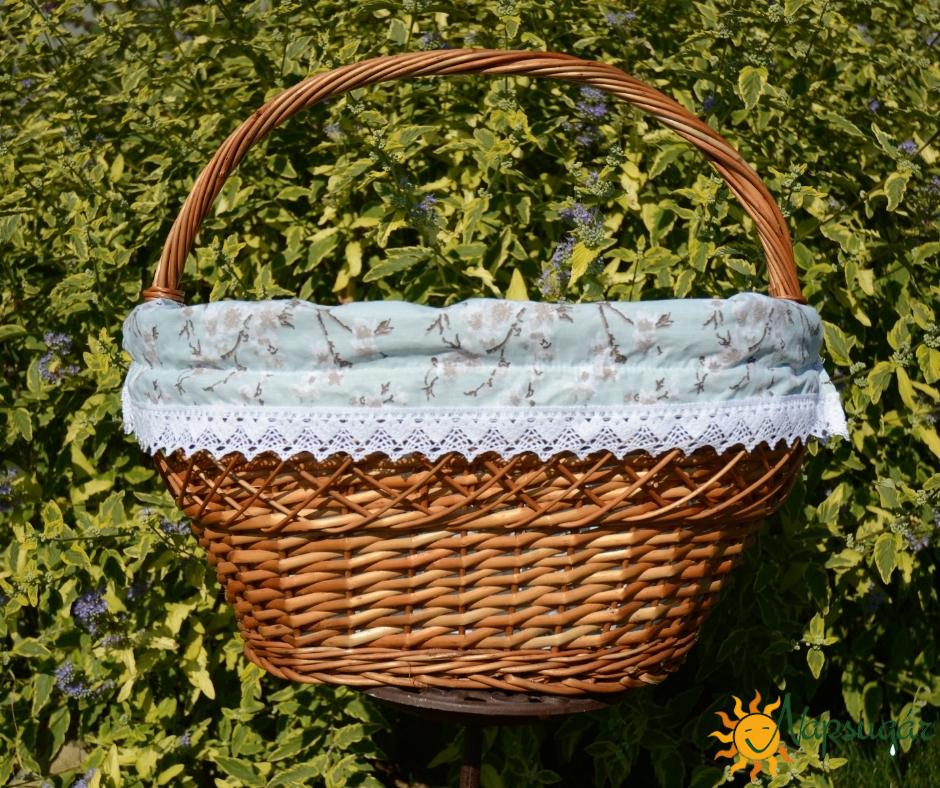 Fehér virágmintás kosárbélés Fehér virágmintás kosárbélés