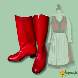 Piros népi csizma – rendelésre, egyedi méretre készítve